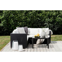 LOUNGEGARNITUR Stahl  - Schwarz/Weiß, KONVENTIONELL, Glas/Kunststoff (59/180/64cm) - Gardenson