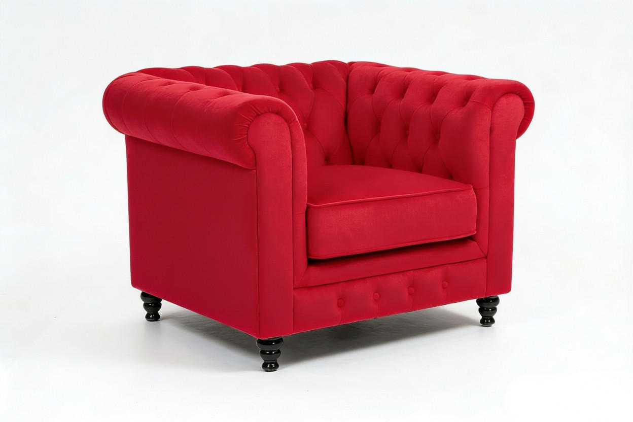CHESTERFIELD-SESSEL - Rot/Schwarz, Basics, Holz/Textil (102/73/87cm) - Xora