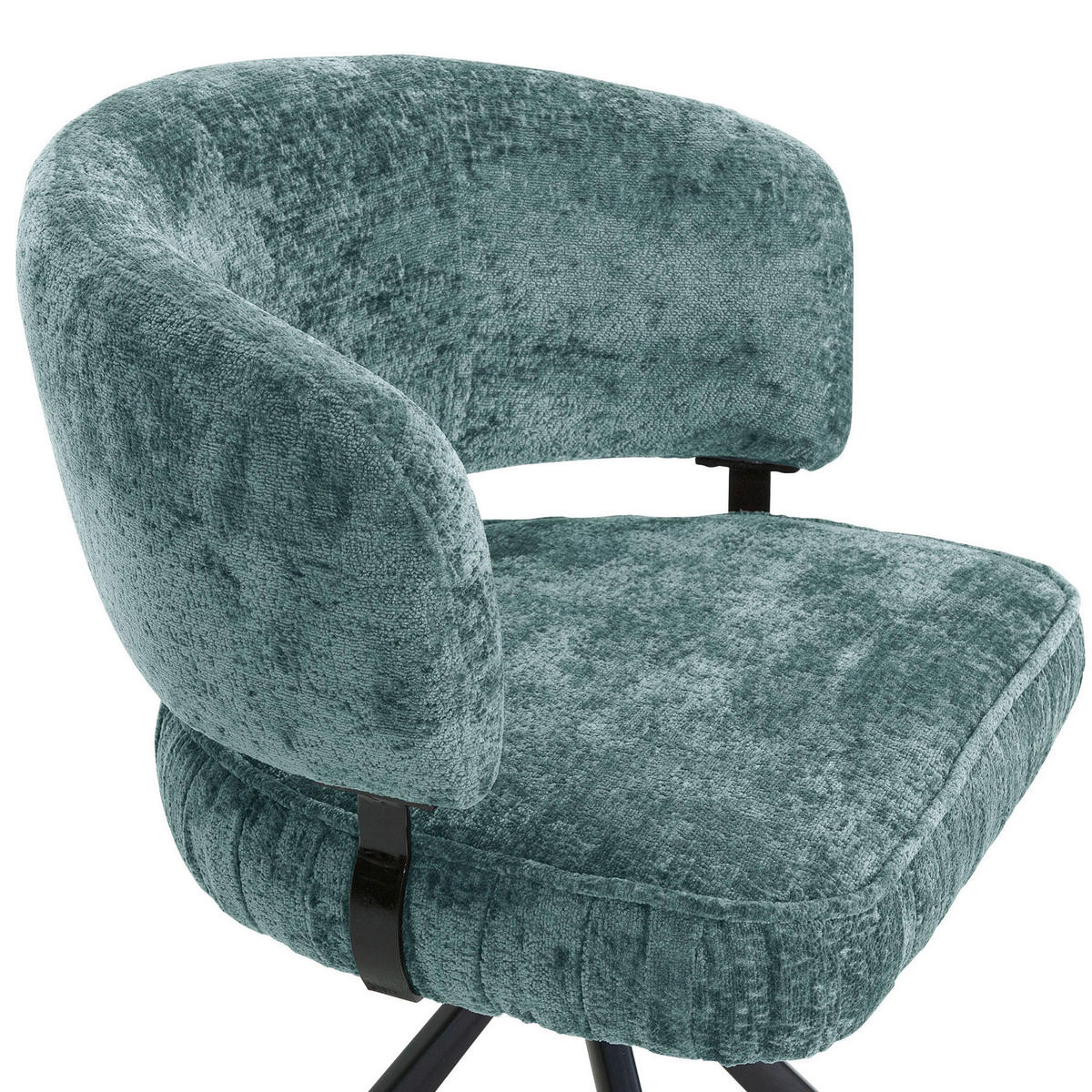 STUHL Chenille Petrol  - Petrol/Schwarz, Design, Textil/Metall (62/80/56cm) - Landscape