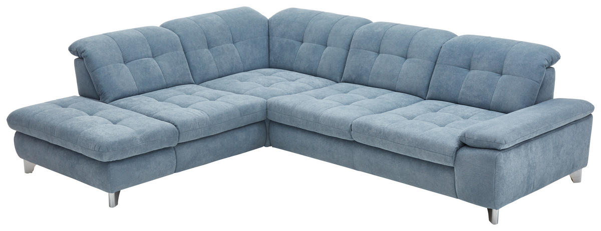 ECKSOFA in Chenille Hellblau  - Chromfarben/Hellblau, Design, Textil/Metall (260/310cm) - Beldomo Speed
