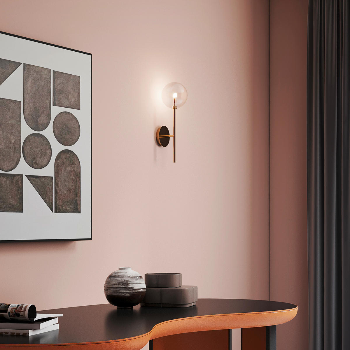 WANDLEUCHTE 13/18/45 cm   - Messingfarben, KONVENTIONELL, Glas/Metall (13/18/45cm) - Ideal Lux