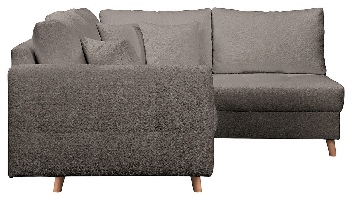 ECKSOFA Ariella in Bouclé Dunkelgrau  231/161 cm  - Dunkelgrau/Naturfarben, Design, Holz/Textil (231/161cm) - Livetastic