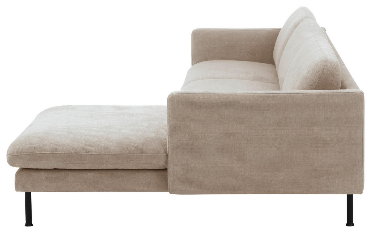 ECKSOFA in Flachgewebe Beige  - Beige/Schwarz, Modern, Textil/Metall (286/78/123cm) - Max Winzer