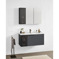 BADEZIMMER 3-teilig  in  - Weiß Hochglanz/Anthrazit, MODERN, Glas/Keramik (100/114/45cm) - MID.YOU