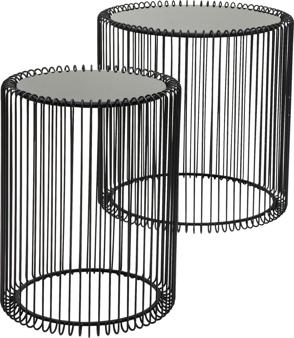 BEISTELLTISCHSET in Metall, Glas 32,5-44/32,5-44/42,5-45 cm  - Schwarz, Design, Glas/Metall (32,5-44/32,5-44/42,5-45cm) - Ambia Home