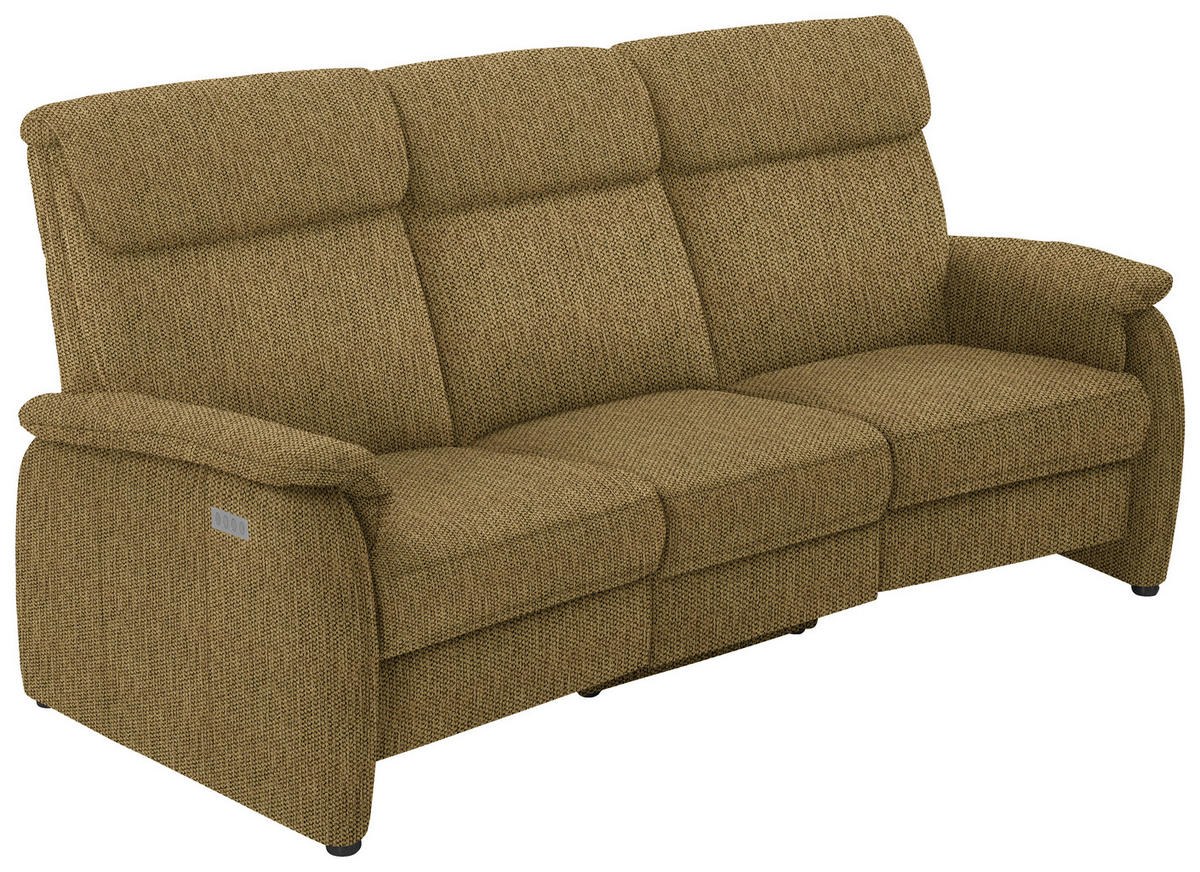 TRAPEZSOFA in Flachgewebe Messingfarben  - Messingfarben/Schwarz, Konventionell, Textil/Metall (219/107/97cm) - Pure Home Comfort