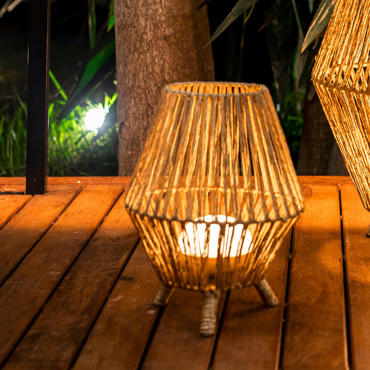 LED-AUßENLEUCHTE Sisine 25.5/32.5/25.5 cm   - Natur, Naturmaterialien (25.5/32.5/25.5cm) - Newgarden