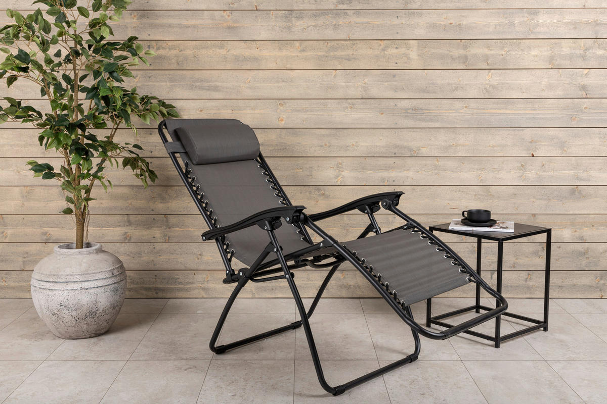 GARTEN-RELAXSESSEL 68/112/90 cm  - Grau, KONVENTIONELL, Kunststoff/Textil (68/112/90cm) - Gardenson