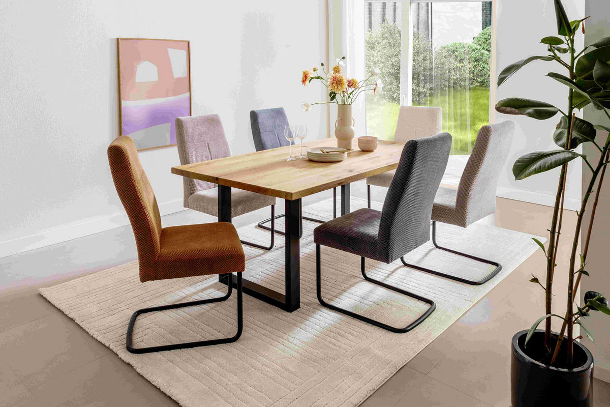 ESSTISCH in Holz 180/100/76 cm  - Wildeiche/Schwarz, Konventionell, Holz/Metall (180/100/76cm) - Valdera