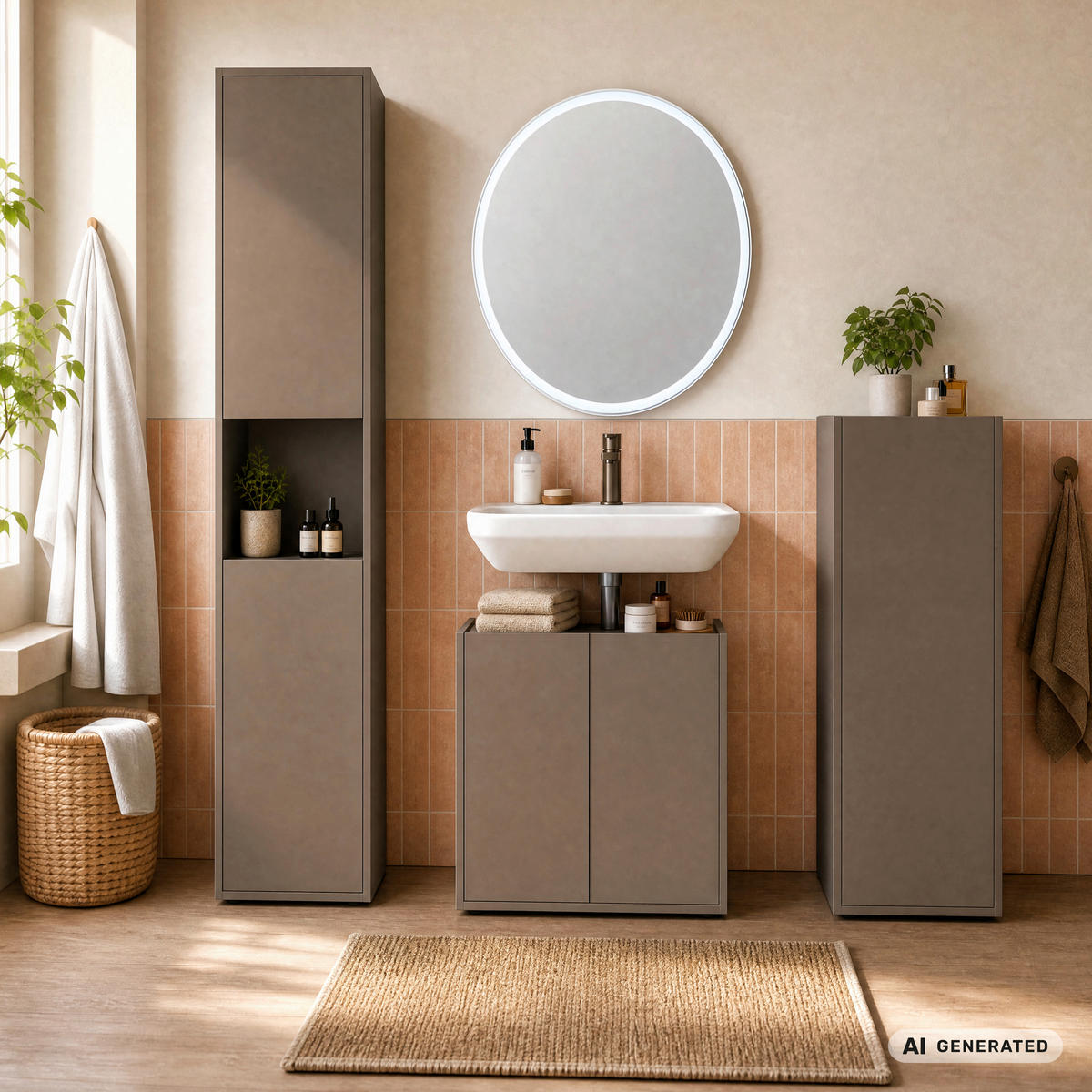 MIDISCHRANK 42/112/33 cm  - Schwarz/Cappuccino, Trend, Holzwerkstoff/Kunststoff (42/112/33cm) - MID.YOU
