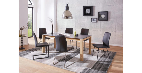 ESSTISCH Eiche massiv rechteckig Eichefarben, Graphitfarben - Eichefarben/Graphitfarben, Design, Holz/Kunststoff (180(280)/90/75cm) - Dieter Knoll