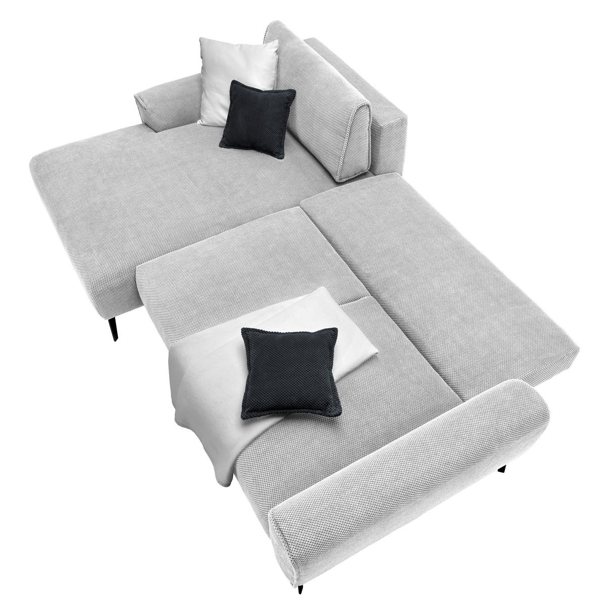 ECKSOFA in Webstoff Ecru  - Ecru/Schwarz, Design, Textil/Metall (170/272cm) - Welnova