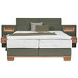 BOXSPRINGBETT 160/200 cm in Eichefarben, Dunkelgrün - Dunkelgrün/Eichefarben, Natur, Holz/Textil (160/200cm) - Valnatura