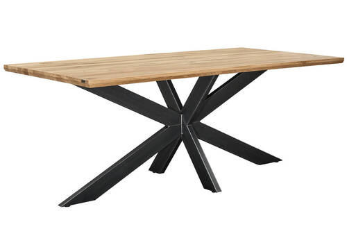 JEDÁLENSKÝ STÔL, divoký dub, farba duba, 200/100/77 cm - čierna/farba duba, Design, kov/drevo (200/100/77cm) - Linea Natura