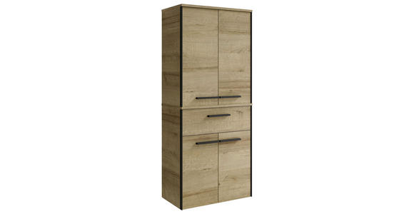 UNTERSCHRANK 60/72/33 cm  - Eichefarben/Schwarz, Natur, Glas/Holzwerkstoff (60/72/33cm) - Xora