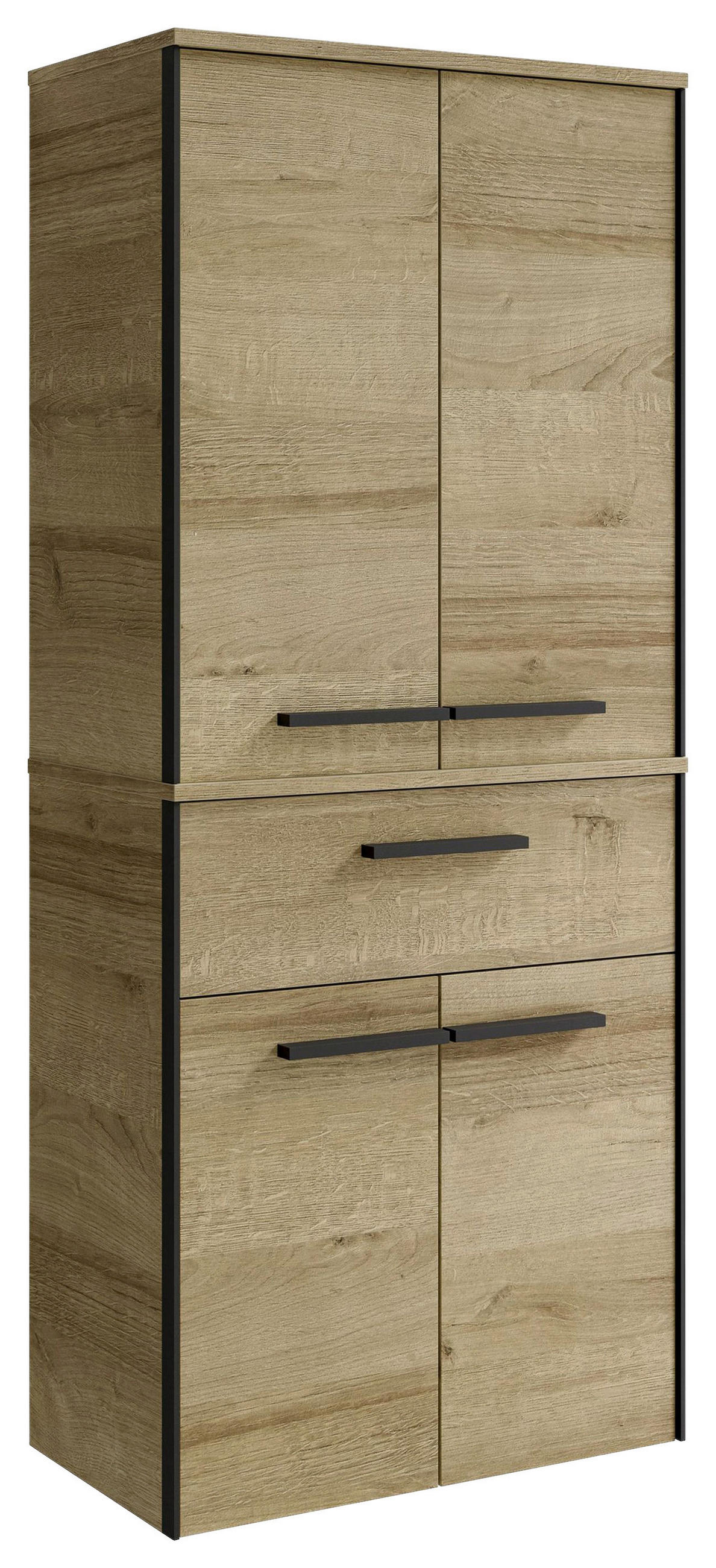 UNTERSCHRANK 60/72/33 cm   - Eichefarben/Schwarz, Natur, Glas/Holzwerkstoff (60/72/33cm) - Xora