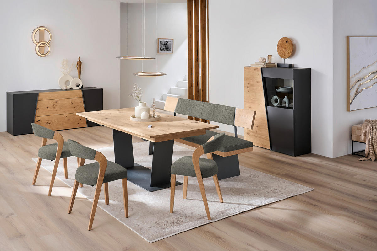 STUHL in Holz, Textil Wildeiche, Graubraun  - Wildeiche/Graubraun, Natur, Holz/Textil (55/79,5/55cm) - Voglauer