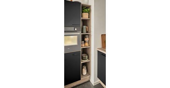 ECKKÜCHE  in Schwarz, Tannenholzfarben  - Tannenholzfarben/Schwarz, Design, Holzwerkstoff/Metall (121,6/280/150cm) - Xora