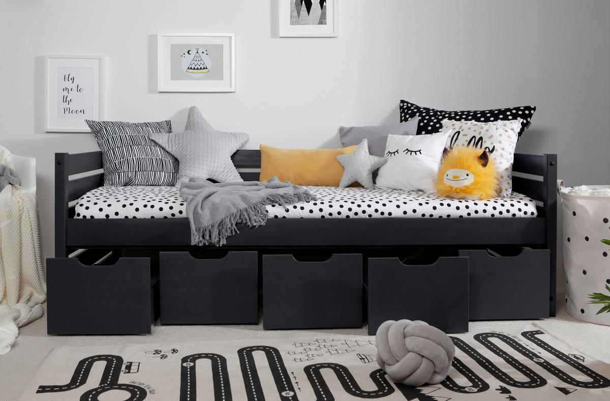 STAURAUMBETT 90/200 cm  in Grau  - Grau, MODERN, Holz (90/200cm) - MID.YOU