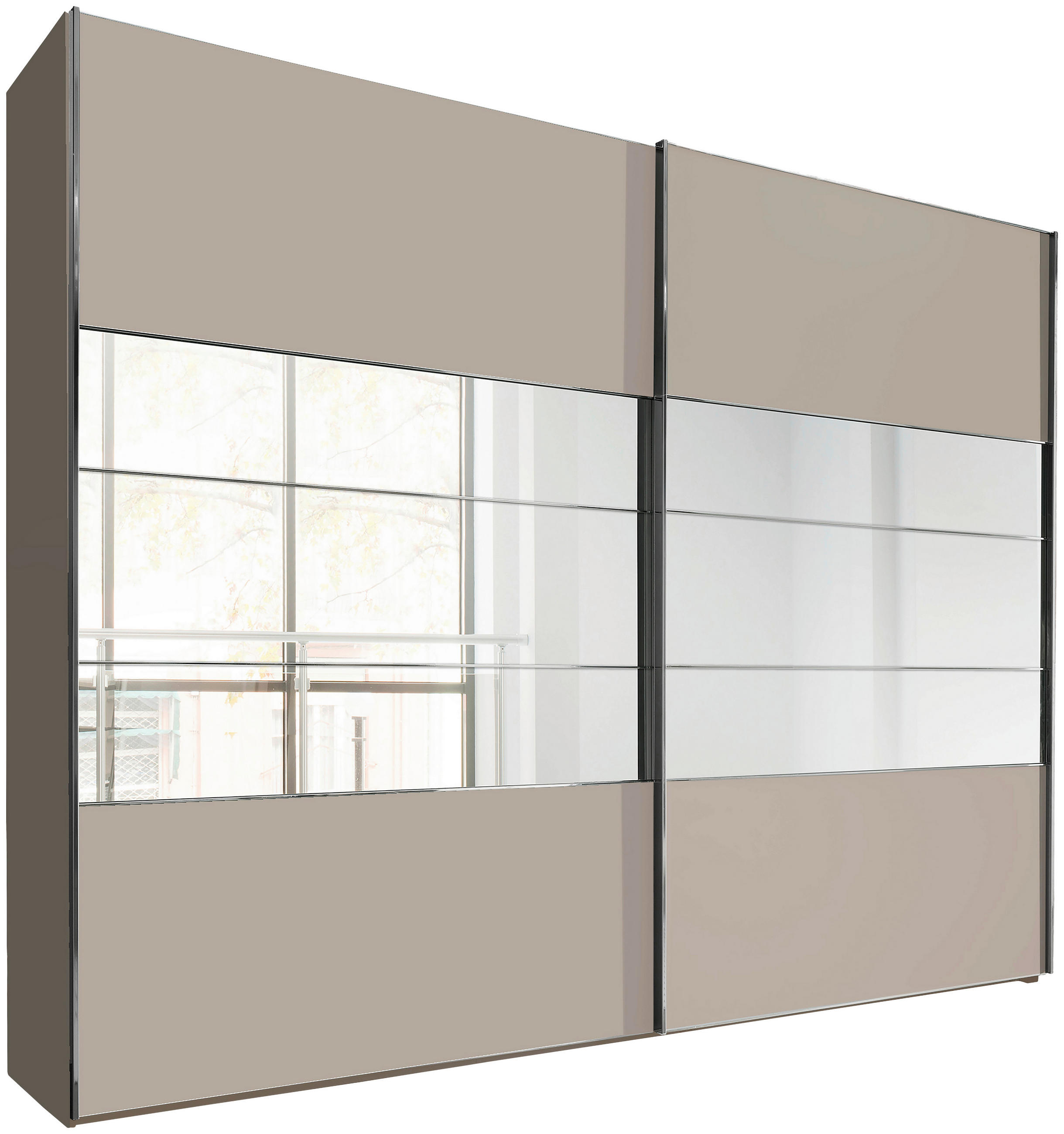 SCHWEBETÜRENSCHRANK  in Champagner  - Chromfarben/Champagner, KONVENTIONELL, Holzwerkstoff (300/236/67cm) - Voleo