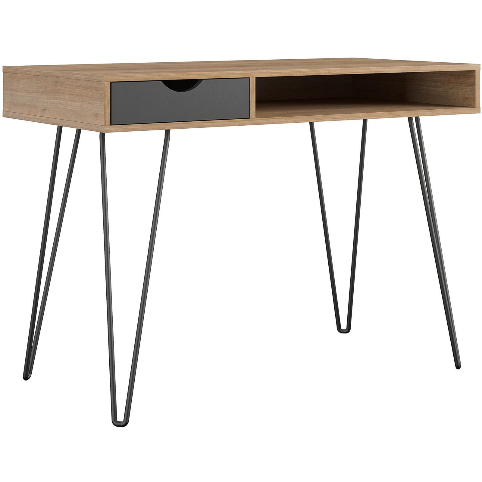 SCHREIBTISCH 106/77/49 cm  in Naturfarben, Schwarz  - Schwarz/Naturfarben, Design, Holzwerkstoff/Metall (106/77/49cm) - MID.YOU