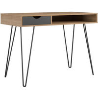 SCHREIBTISCH 106/77/49 cm  in Naturfarben, Schwarz  - Schwarz/Naturfarben, Design, Holzwerkstoff/Metall (106/77/49cm) - MID.YOU