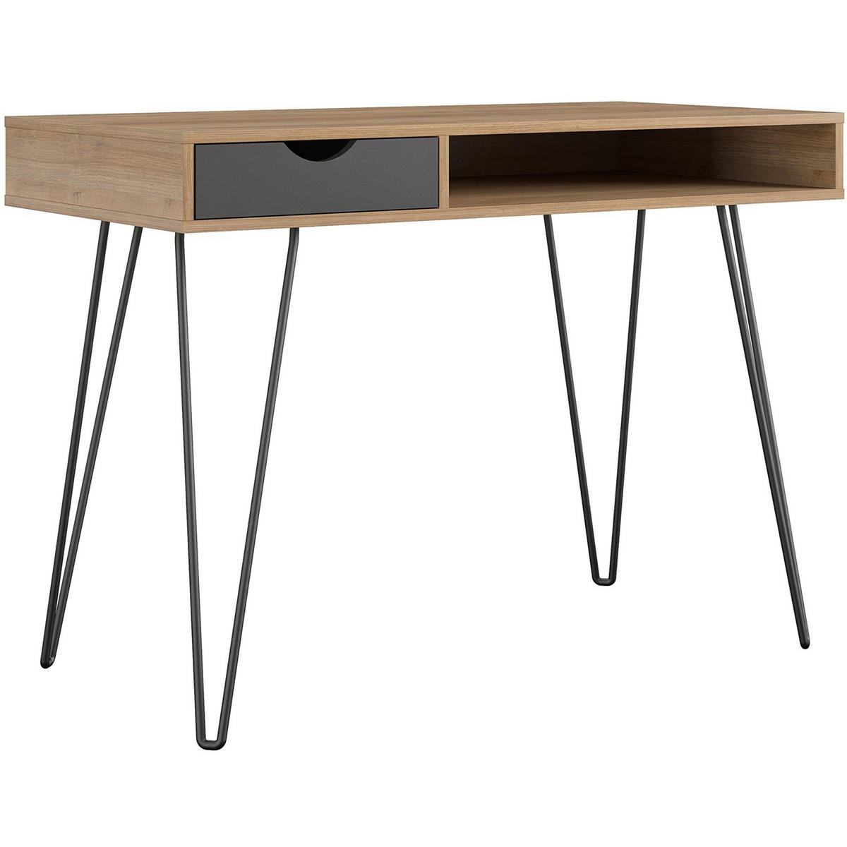SCHREIBTISCH 106/77/49 cm  in Naturfarben, Schwarz  - Schwarz/Naturfarben, Design, Holzwerkstoff/Metall (106/77/49cm) - MID.YOU