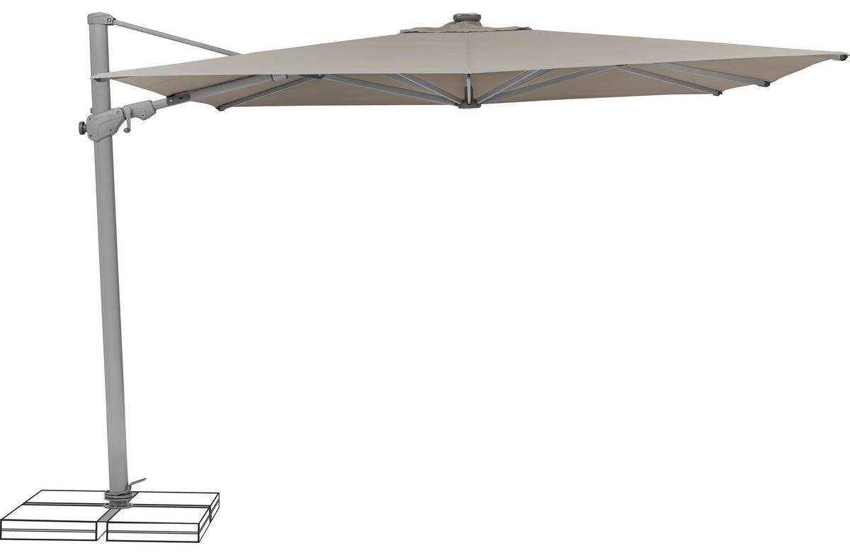 AMPELSCHIRM 300 cm  - Taupe/Silberfarben, Basics, Textil/Metall (300/300cm) - Suncomfort by Glatz
