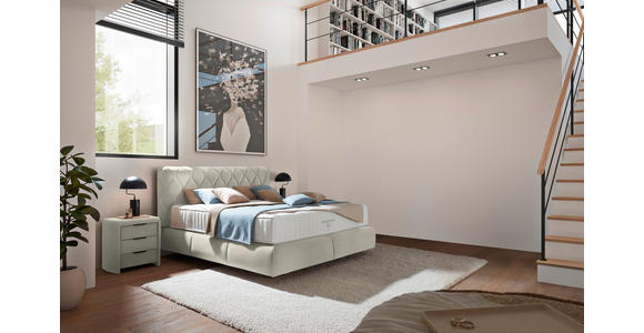 BOXSPRINGBETT 180/200 cm  in Elfenbein  - Elfenbein/Schwarz, Design, Kunststoff/Textil (180/200cm) - Johann Jakob