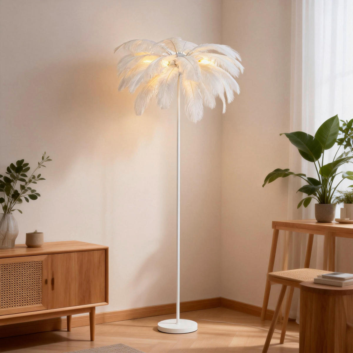 STEHLEUCHTE 55/160 cm    - Weiß, Trend, Textil/Metall (55/160cm) - Novel