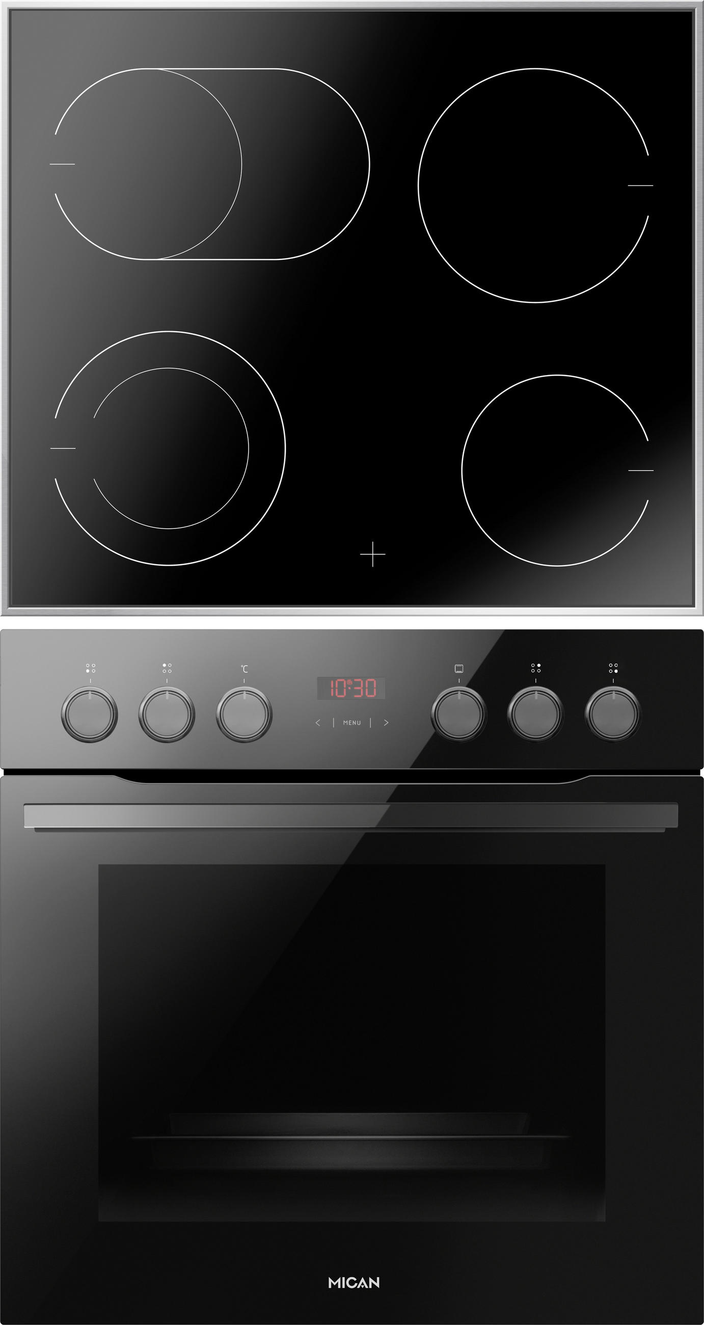 HERDSET 90350  - Edelstahlfarben/Schwarz, Basics, Glas/Metall (59,5/59,5/57,5cm) - Mican