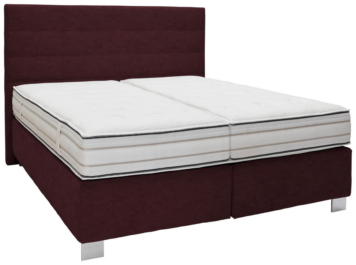 BOXSPRINGBETT 180/200 cm  in Rotbraun  - Rotbraun/Alufarben, Konventionell, Holzwerkstoff/Textil (180/200cm) - Dieter Knoll