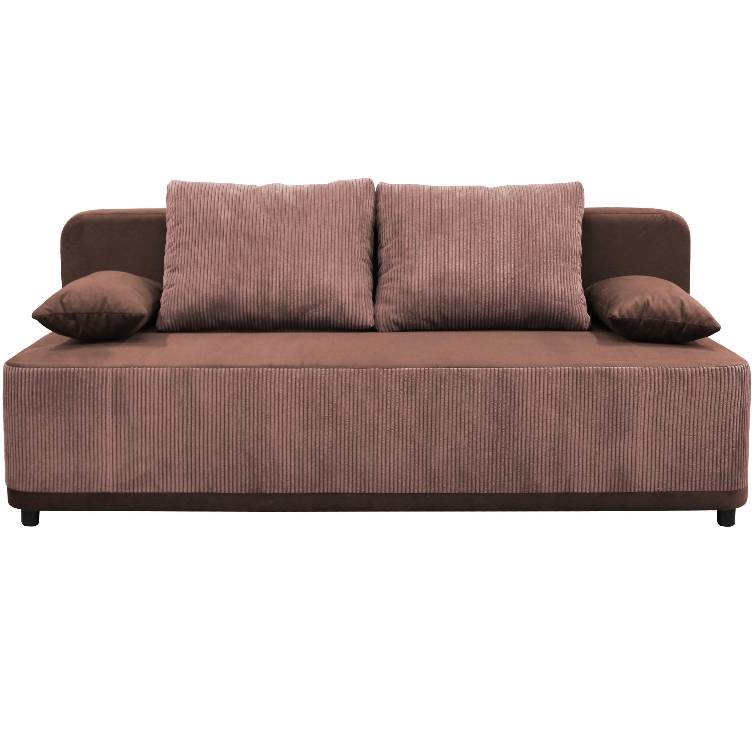 SCHLAFSOFA  mit Liegefunktion Velours Koralle  - Koralle/Schwarz, Design, Kunststoff/Textil (197/90/83cm) - MID.YOU