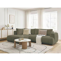 ECKSCHLAFSOFA FUJI Bouclé Grün  inkl.  - Schwarz/Grün, MODERN, Kunststoff/Textil (204/282cm)