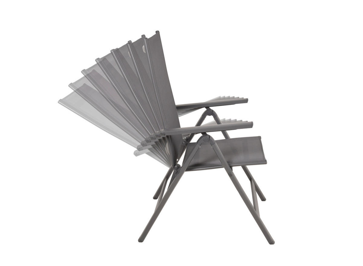 GARTENKLAPPSTUHL-SET Aluminium Anthrazit  - Anthrazit, MODERN, Kunststoff/Metall (59,5/107/73cm) - Gardenson