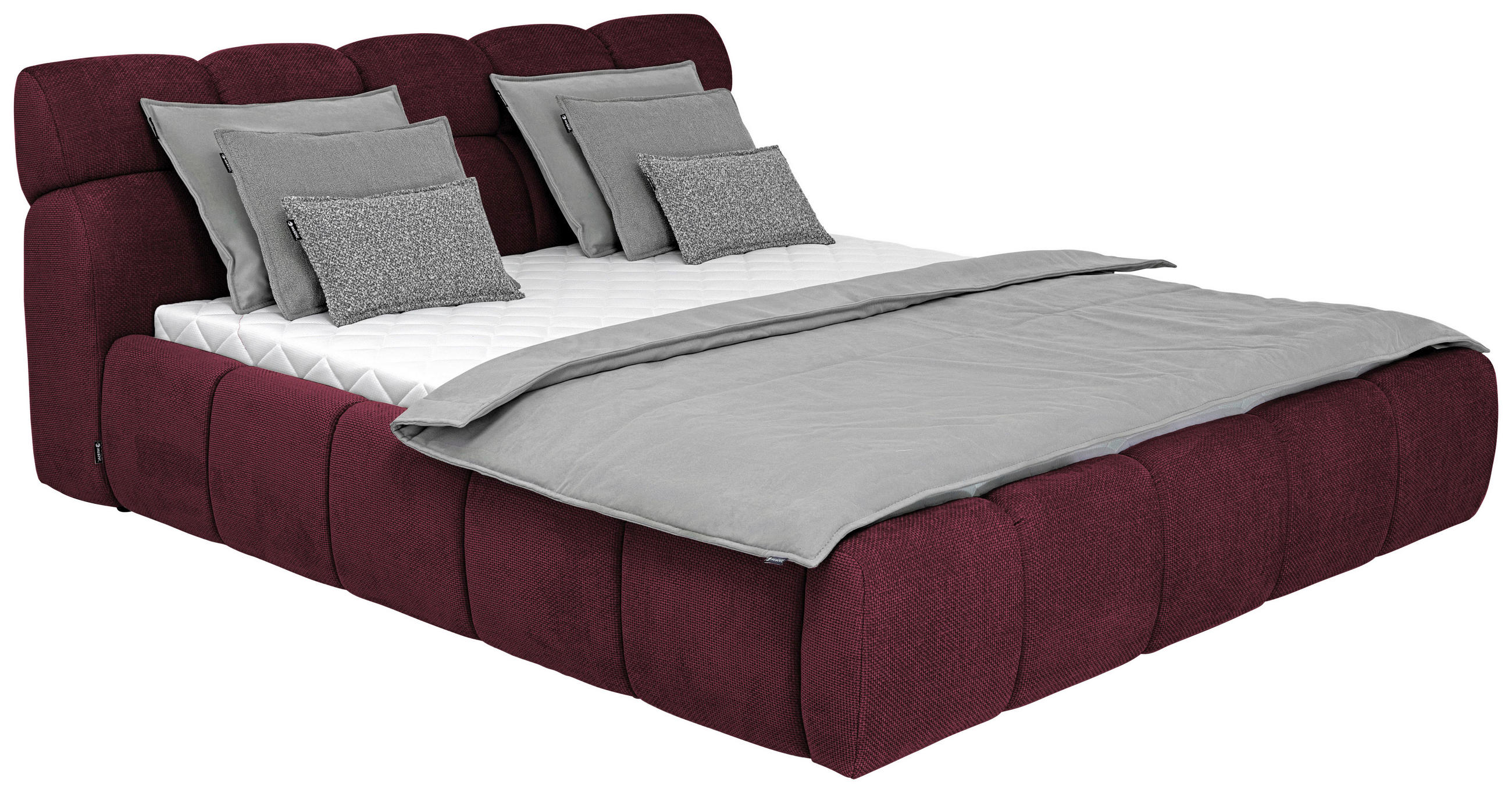 POLSTERBETT inkl. Bettkasten Lattenrost, Bettkasten Bordeaux 180/200 cm  - Bordeaux/Schwarz, Design, Holz/Kunststoff (180/200cm) - Esposa