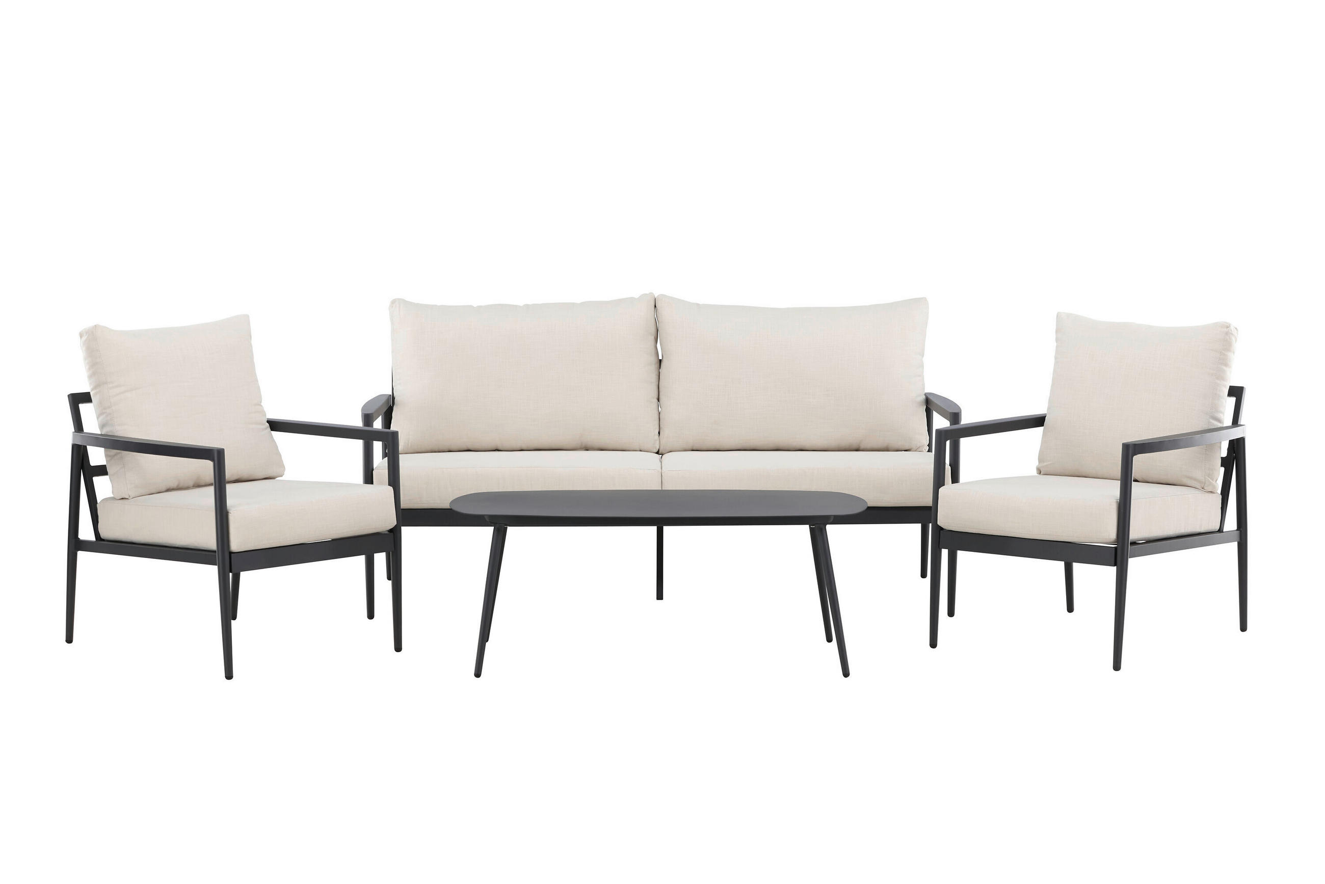 Gardenson Loungegarnitur Beige, Schwarz 176x69x74.5 cm