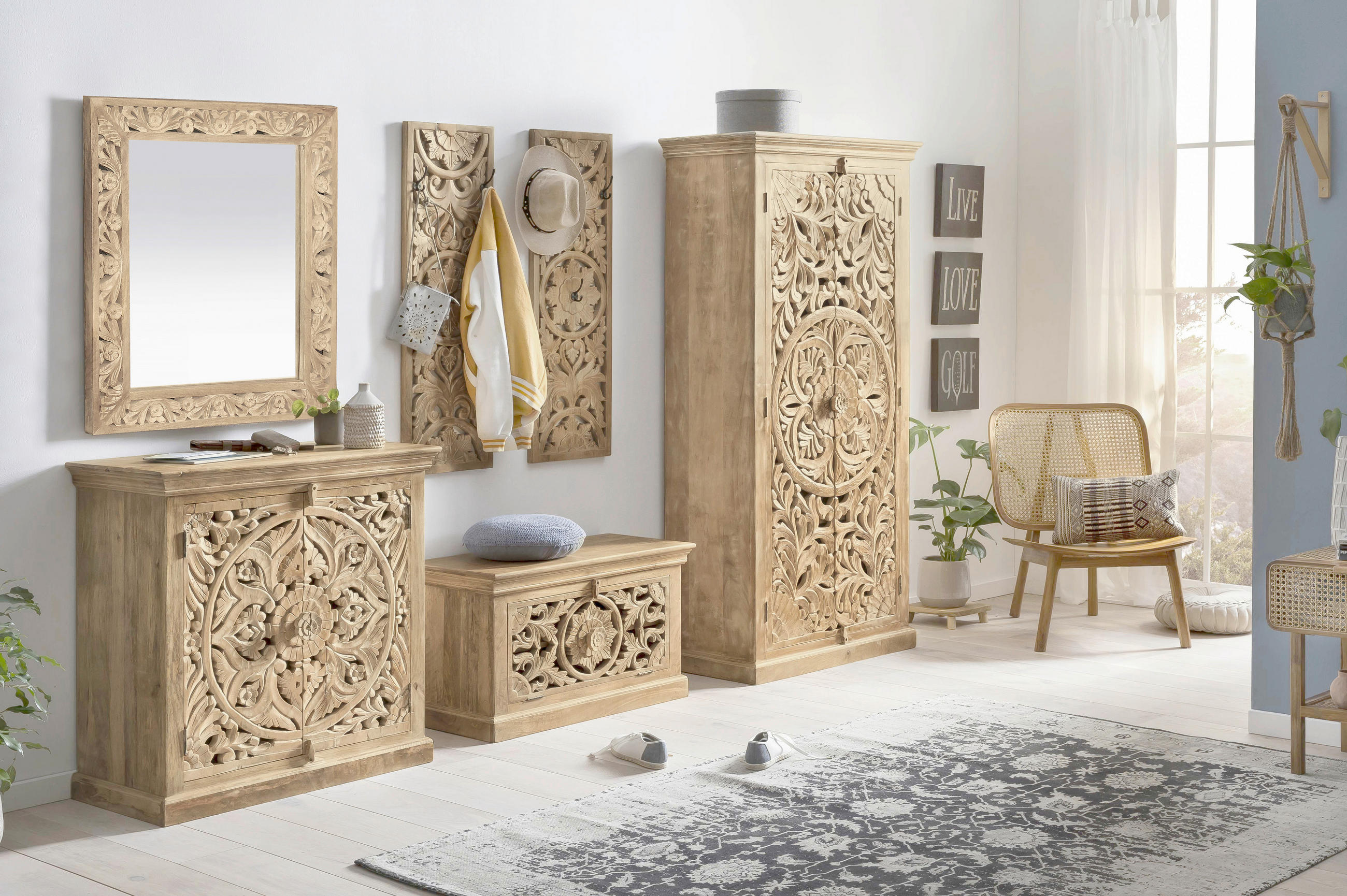 GARDEROBE 6-teilig  in 260/185/45 cm  - Naturfarben, Design, Holz (260/185/45cm) - MID.YOU