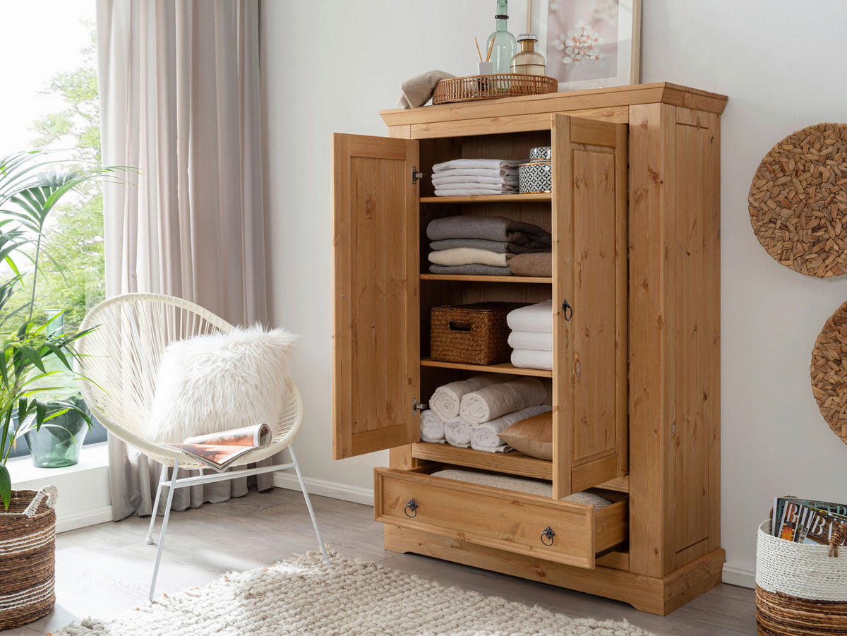 KLEIDERSCHRANK 106/150/42 cm 2-türig Eichefarben  - Eichefarben/Schwarz, KONVENTIONELL, Holz/Metall (106/150/42cm) - Livetastic