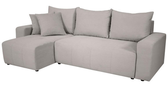 ECKSOFA inkl. Funktion Hellgrau Cord  - Hellgrau/Schwarz, Design, Kunststoff/Textil (248/146cm) - Xora