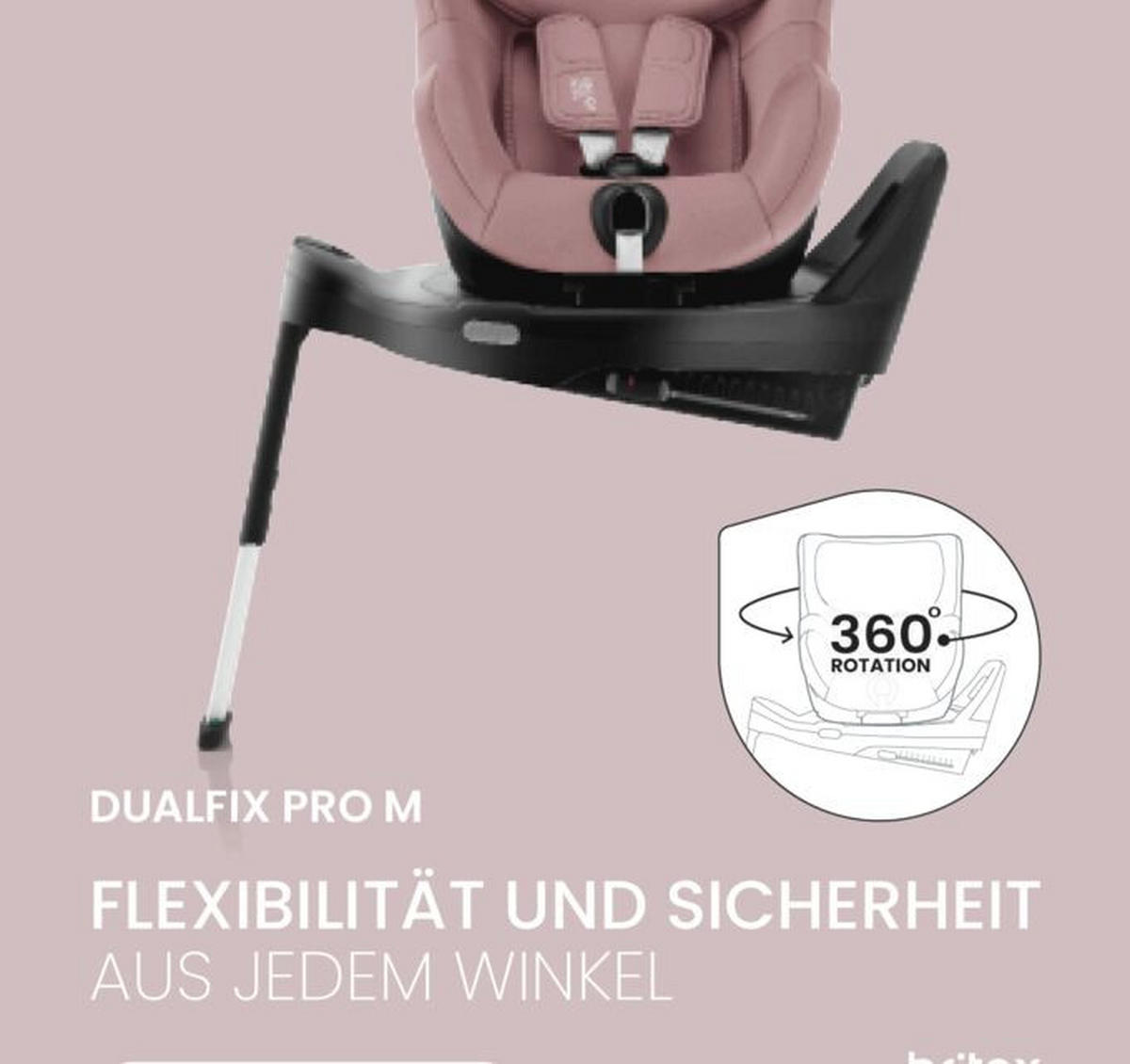 REBOARDER-KINDERSITZ Dualfix Pro M  - Altrosa, Basics, Kunststoff/Textil (44/48/74cm) - Britax Römer