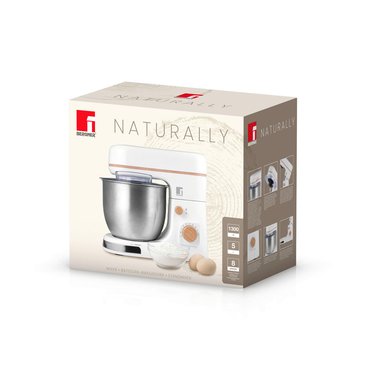 KÜCHENMASCHINE NATURALLY  - Silberfarben/Weiß, Basics, Kunststoff/Metall (38,5/23/34,5cm) - BERGNER