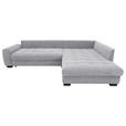 ECKSOFA Hellgrau Cord Rückenkissen, Armlehnenkissen, Bettkasten, Schlaffunktion, Rücken echt, Liegefläche im Originalstoff  - Hellgrau/Schwarz, KONVENTIONELL, Kunststoff/Textil (304/212cm) - Carryhome
