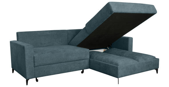 ECKSOFA Blau Struktur  - Blau/Schwarz, KONVENTIONELL, Textil/Metall (230/164cm) - Carryhome