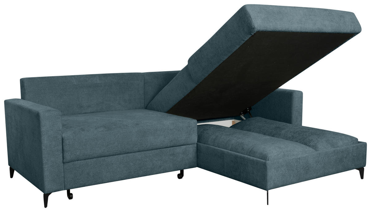 ECKSOFA Blau Struktur  - Blau/Schwarz, KONVENTIONELL, Textil/Metall (230/164cm) - Carryhome