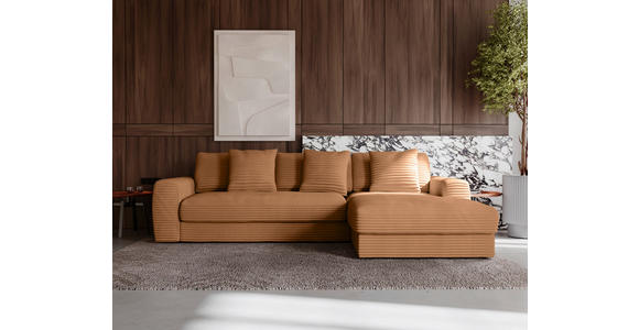 ECKSOFA in Cord Rostfarben  302/182 cm  - Rostfarben/Schwarz, MODERN, Kunststoff/Textil (302/182cm) - Carryhome