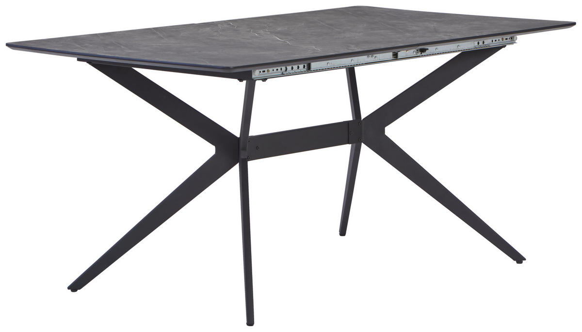 ESSTISCH Grau, Schwarz rechteckig  ausziehbar  - Schwarz/Grau, MODERN, Holzwerkstoff/Metall (160/90/75cm) - MID.YOU