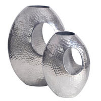 VASE 39 / 31 cm  - Silberfarben, Design, Metall (29/39/16,5cm) - Livetastic