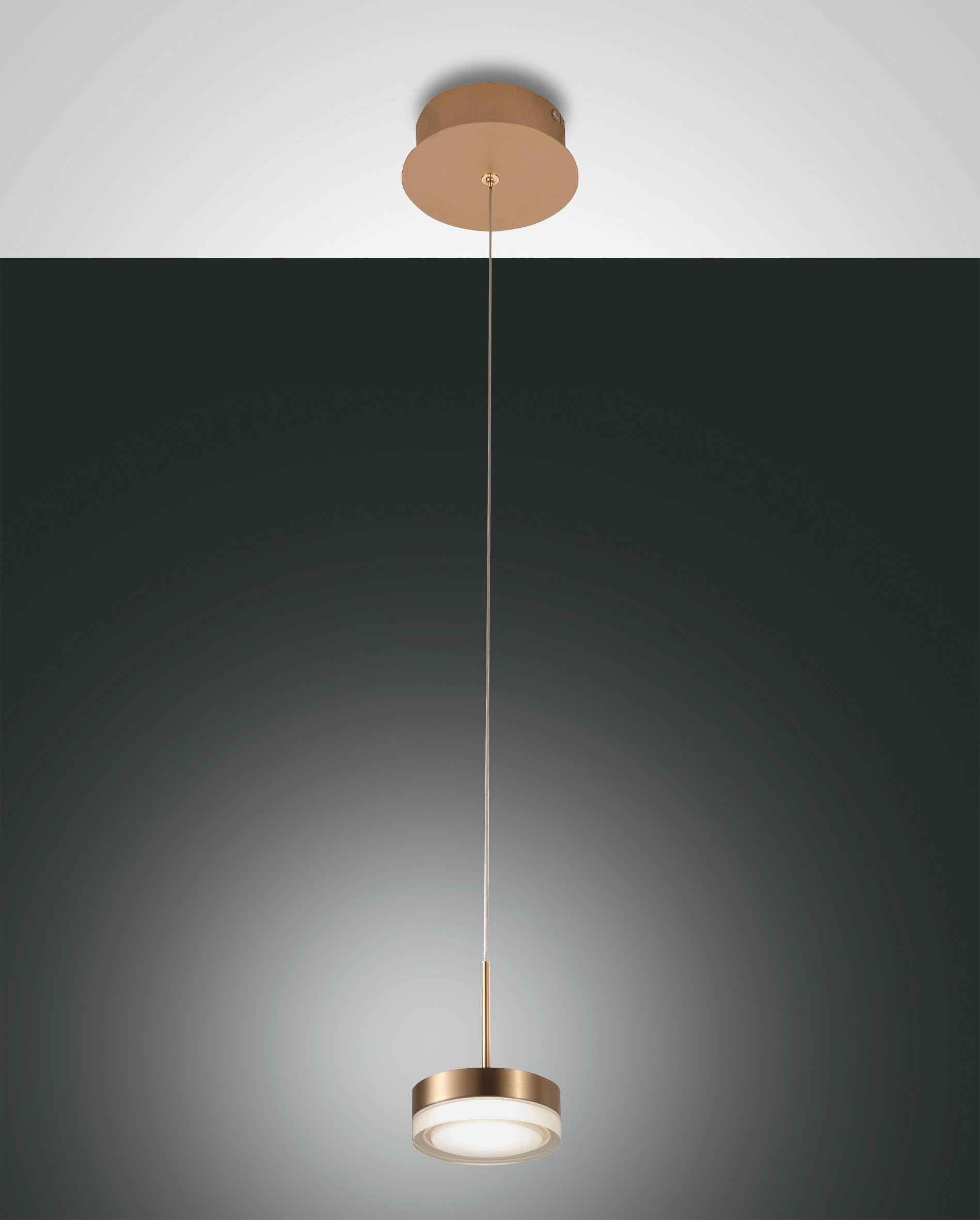LED-PENDELLEUCHTE Dunk 14/200 cm   - Messingfarben, Basics, Metall (14/200cm) - Fabas Luce