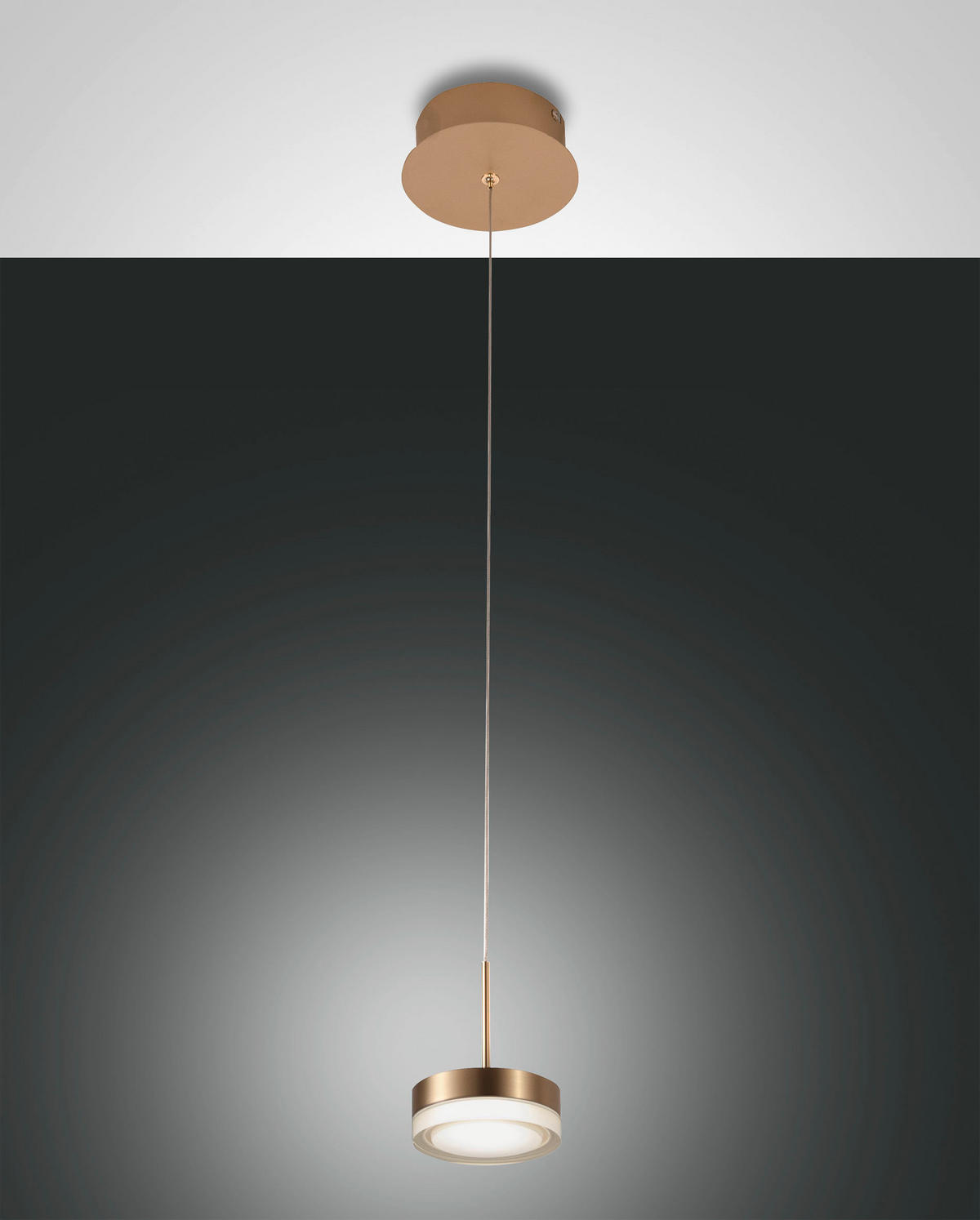 LED-PENDELLEUCHTE Dunk 14/200 cm   - Messingfarben, Basics, Metall (14/200cm) - Fabas Luce
